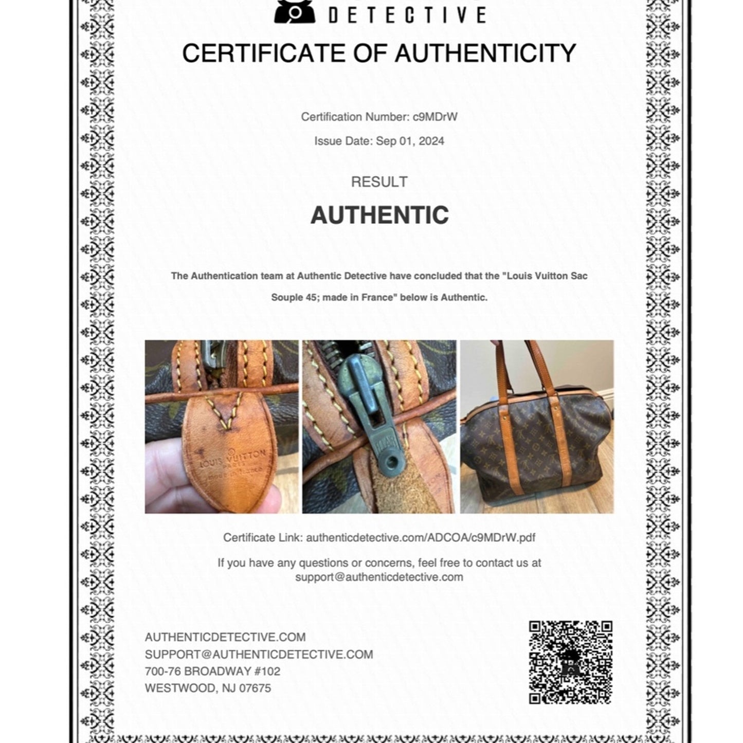 Rare Vintage Louis Vuitton Sac Souple 45 Square Side Duffle w/COA