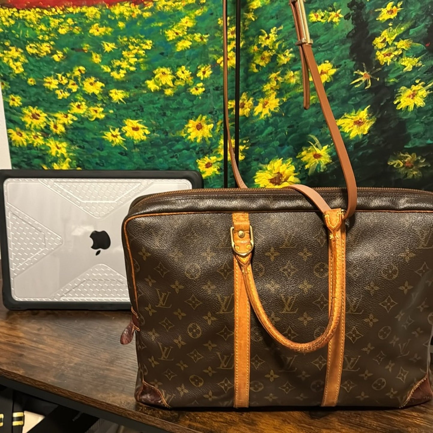Louis Vuitton Monogram Canvas Sac Plat Vintage Laptop Bag TH0031