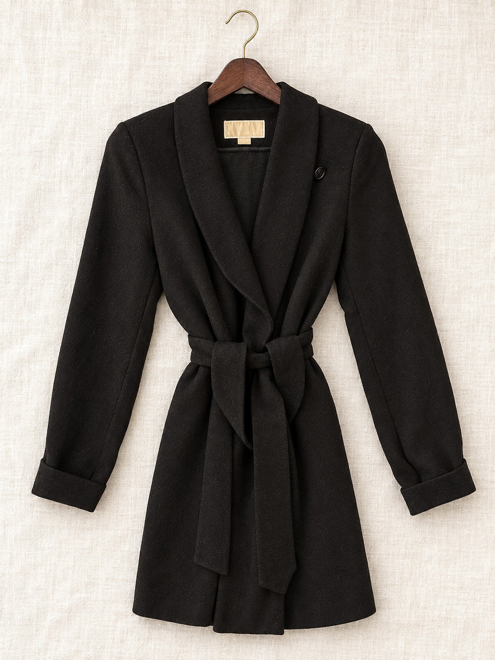 ⚜️ Michael Kors | Wool-Blend Wrap Coat | Classic Black 💗