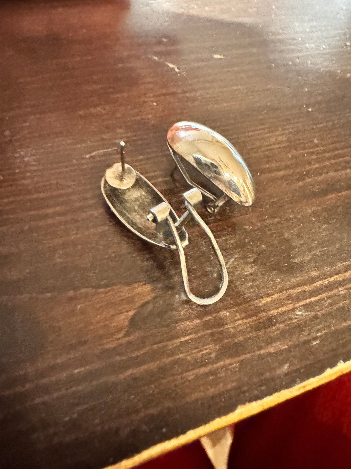 Silver-Tone Domed Oval Earrings · Omega Back (French Clip) · Pierced — photo 2