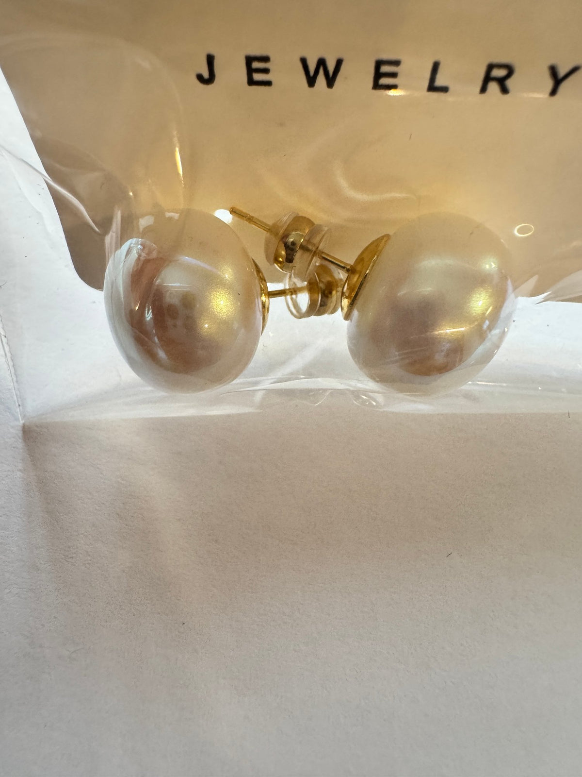 NWT Pearl Studs · Classic Round · Cream Gold-Tone Posts — photo 2