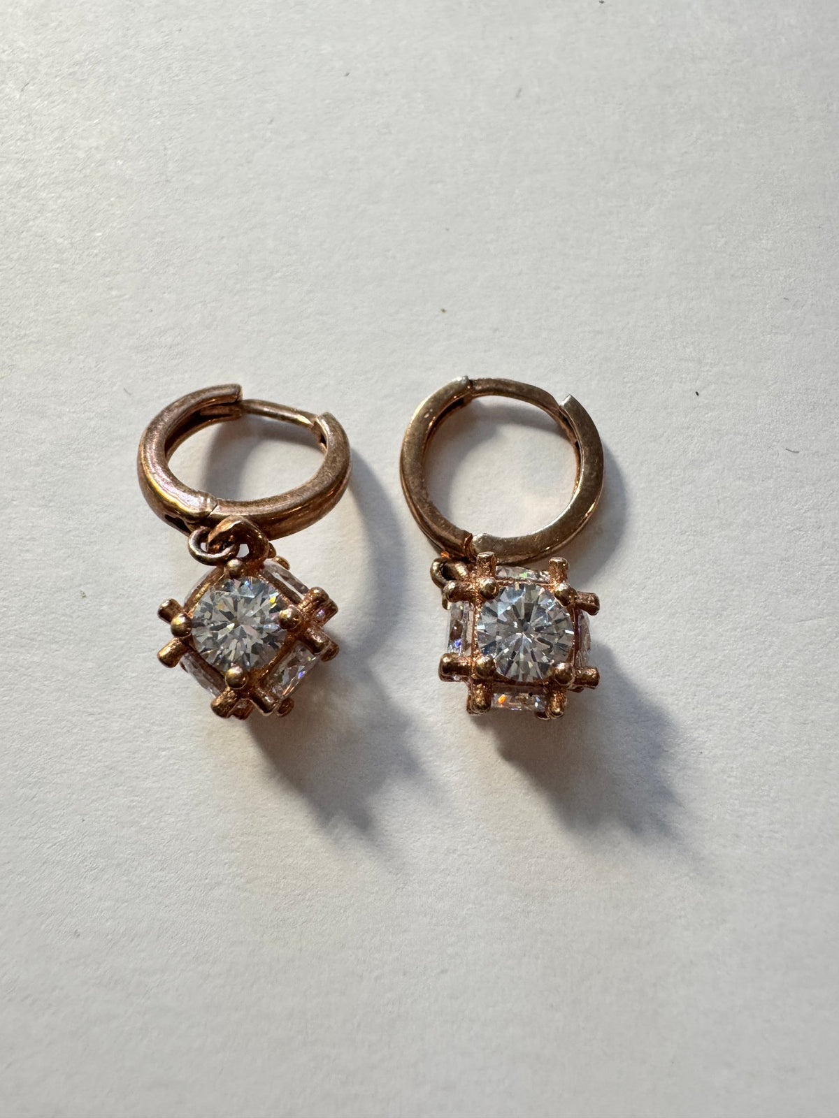 Huggie Hoops · Crystal-Look Drop Charm · Rose Gold-Tone Clear Crystal — photo 2
