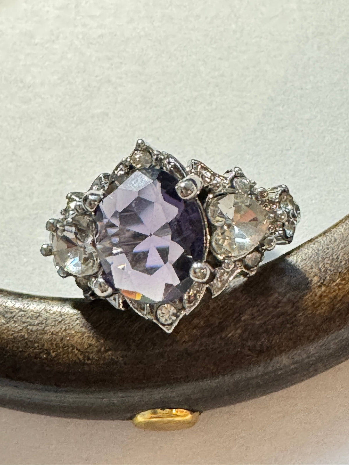 Victorian-Style Ring · Lavender Crystal & Rhinestones · Size 7 — photo 3
