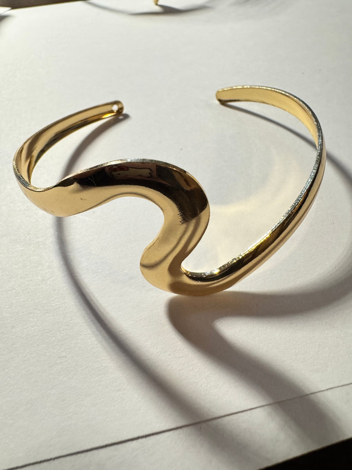Gold-Tone Cuff · Sculptural Wave Open Bangle · Statement Bracelet — photo 3