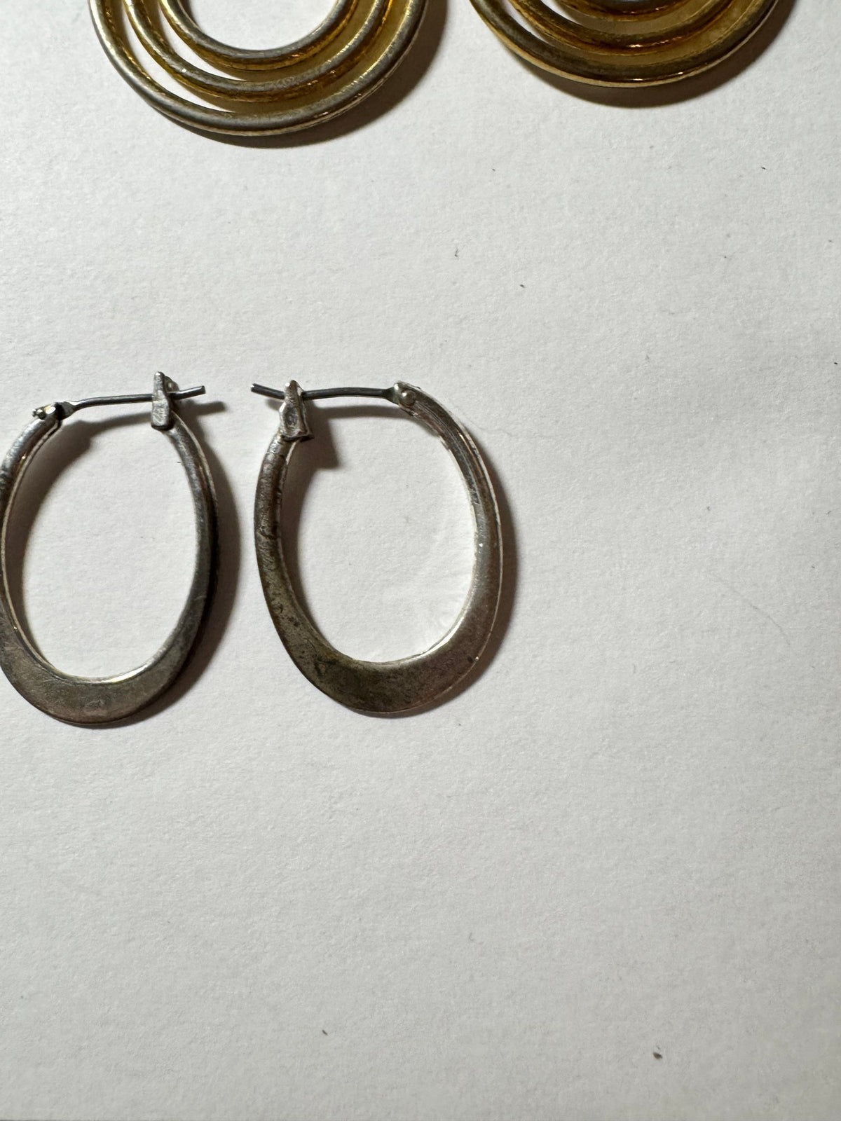 Oval Hoop Earrings · Minimalist · Silver-Tone Pierced — photo 2