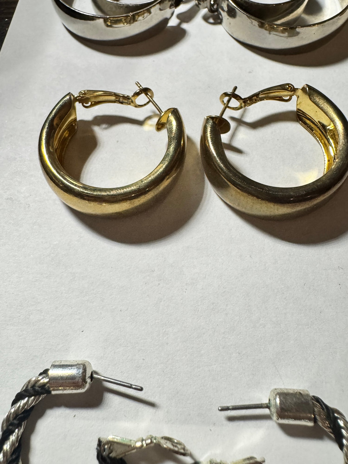 Gold-Tone Hoop Earrings · Wide Chunky Band · Classic — photo 2