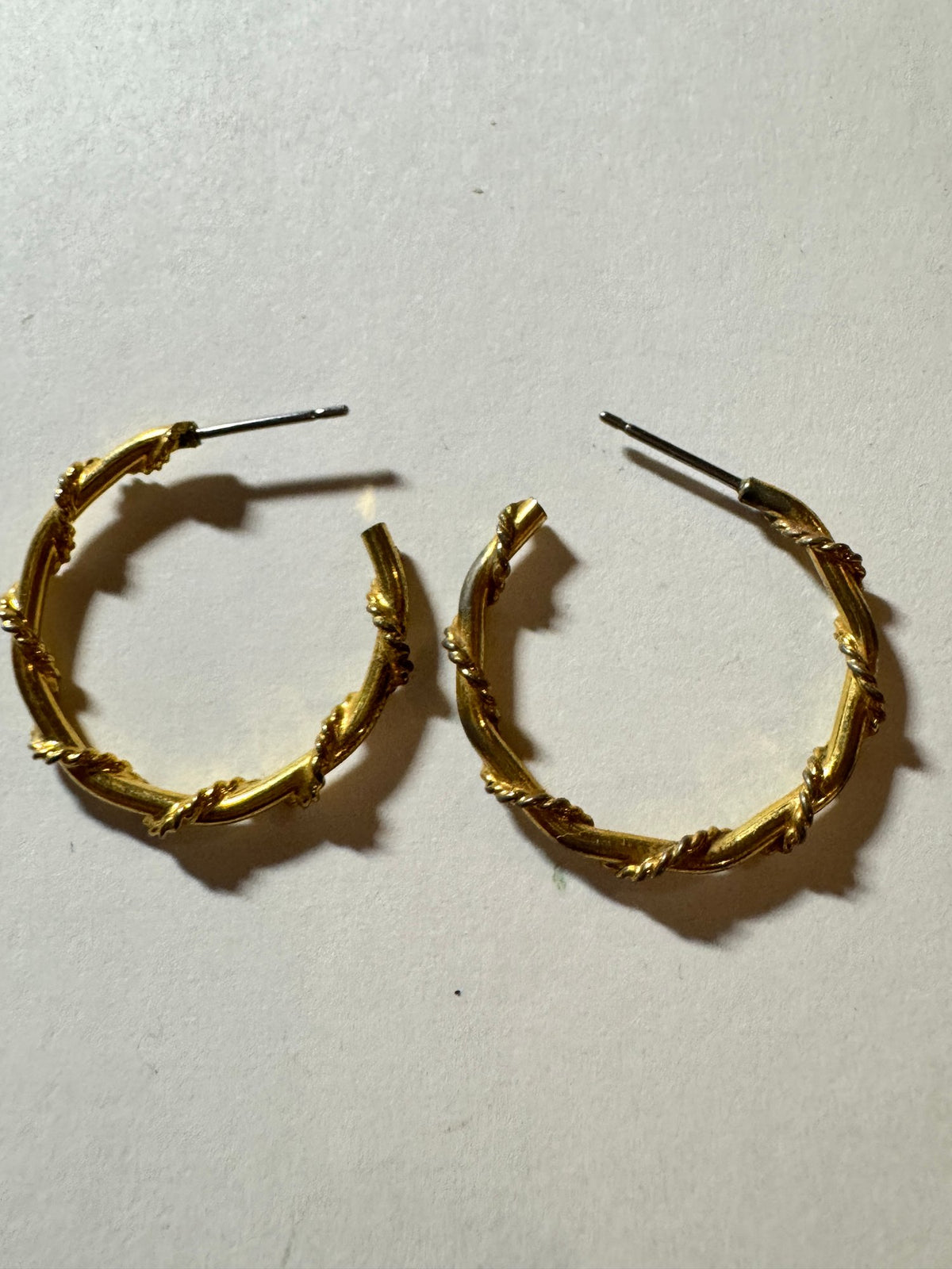 Gold-Tone Rope-Twist Hoop Earrings · Statement · Post Back — photo 2