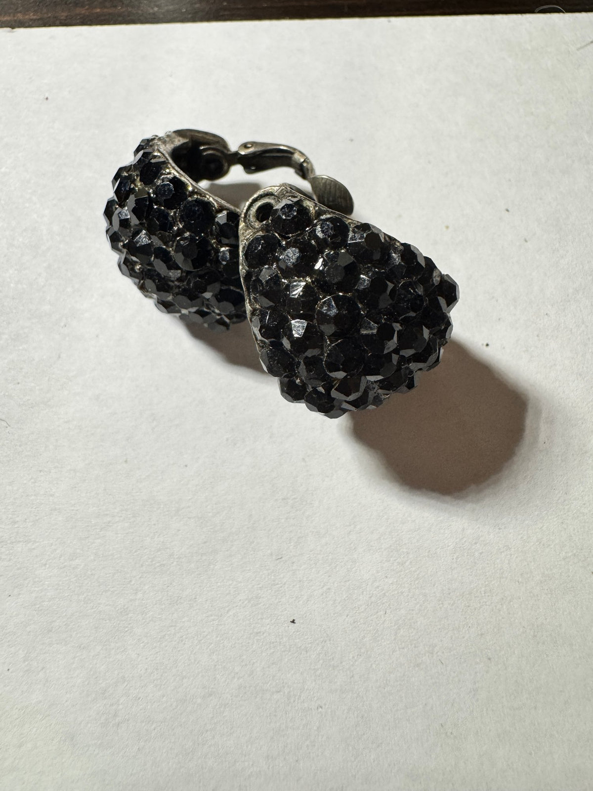 Pavé Hoop Clip-Ons · Black Crystal-Look Rhinestones · Silver-Tone — photo 2