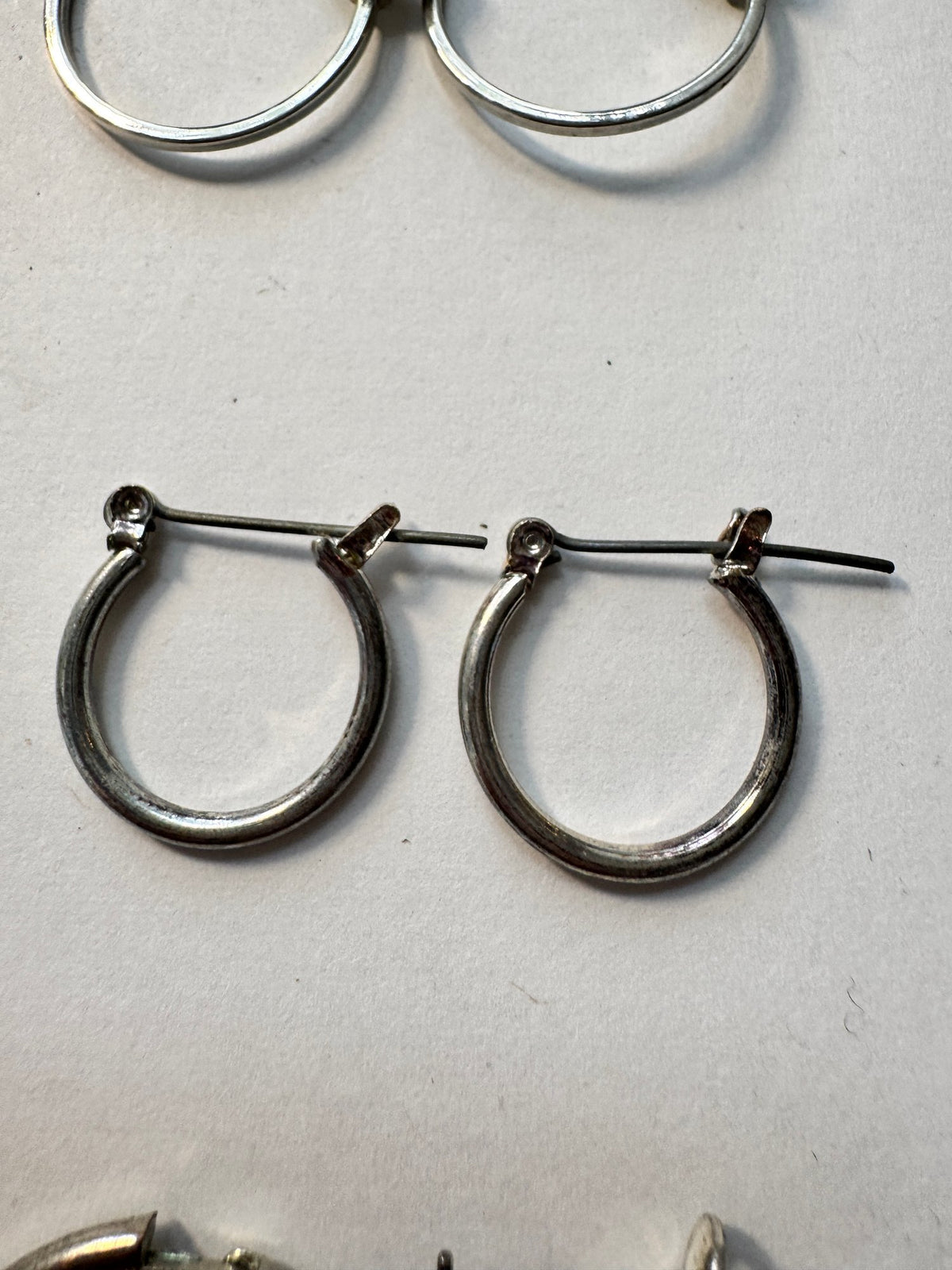 Silver-Tone Hoop Earrings · Classic Mini Hoops · Hinged Post — photo 2