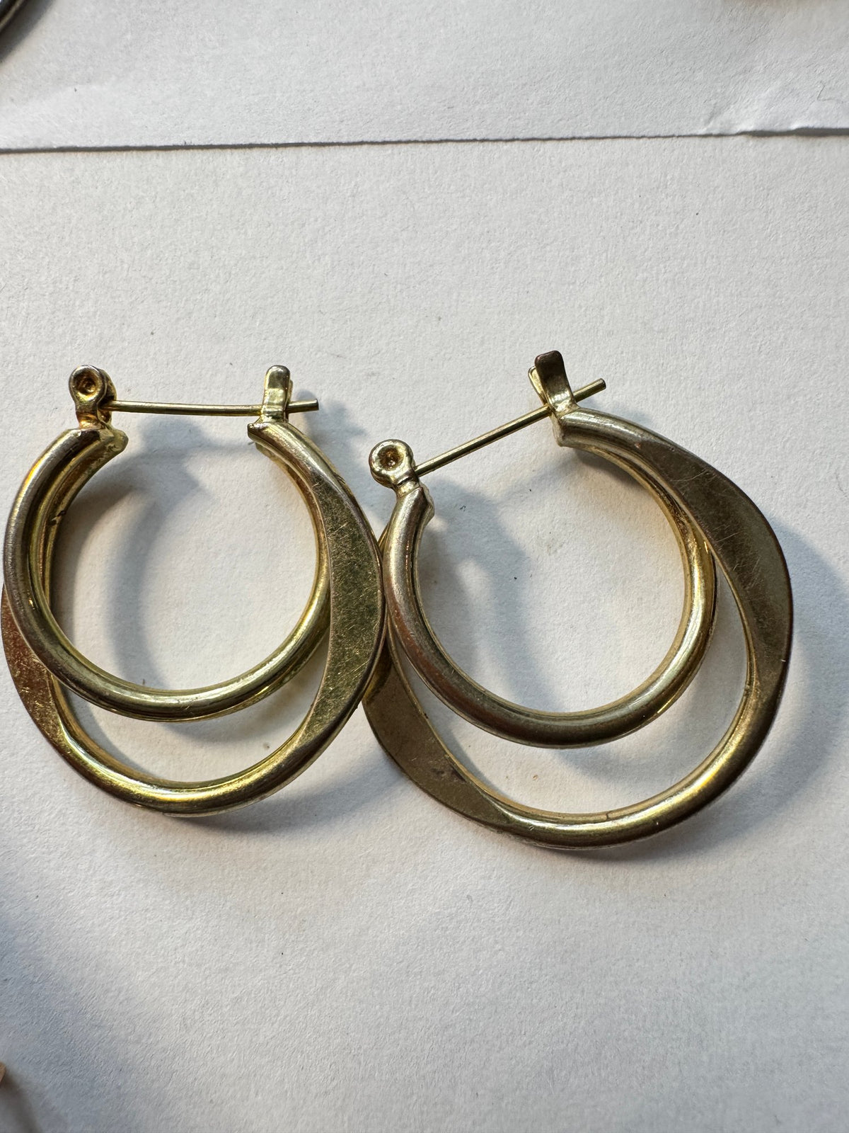 Double Hoop Oval Earrings · Minimalist · Gold-Tone Hinged — photo 2