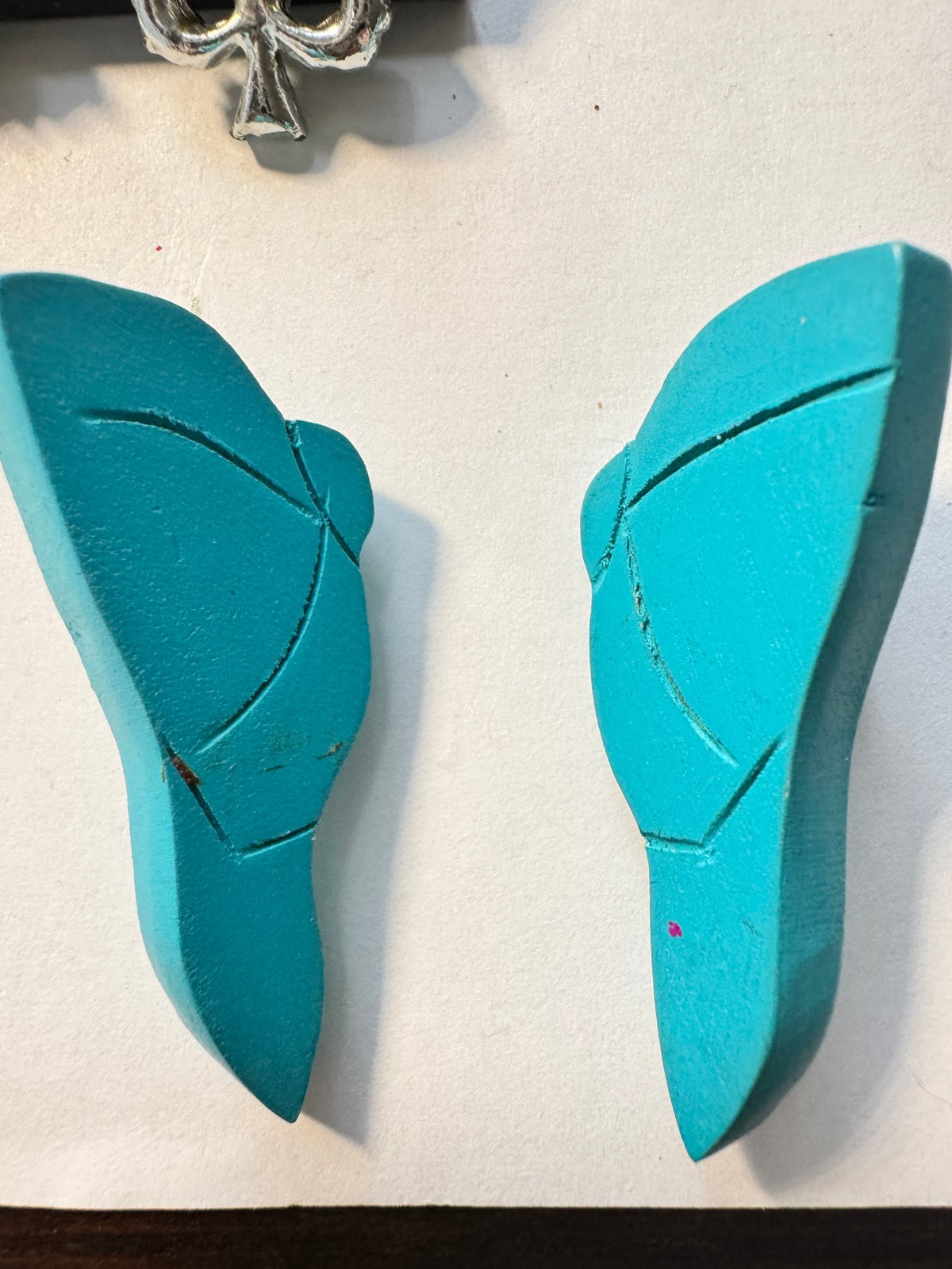 Carved Wing Earrings · Southwestern-Style · Turquoise-Color Resin — photo 2