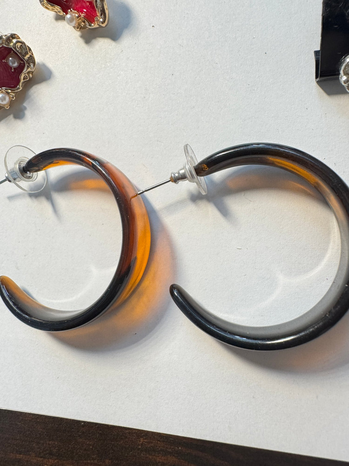 Tortoise Lucite Hoops · Chunky Open Hoop · Amber Smoke Post — photo 2