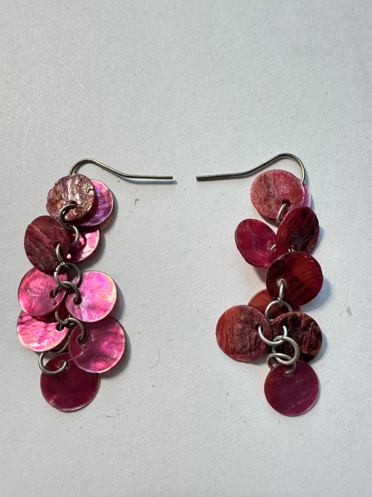 Disc Earrings · Cascading Cluster · Magenta Crimson Fish Hook — photo 2