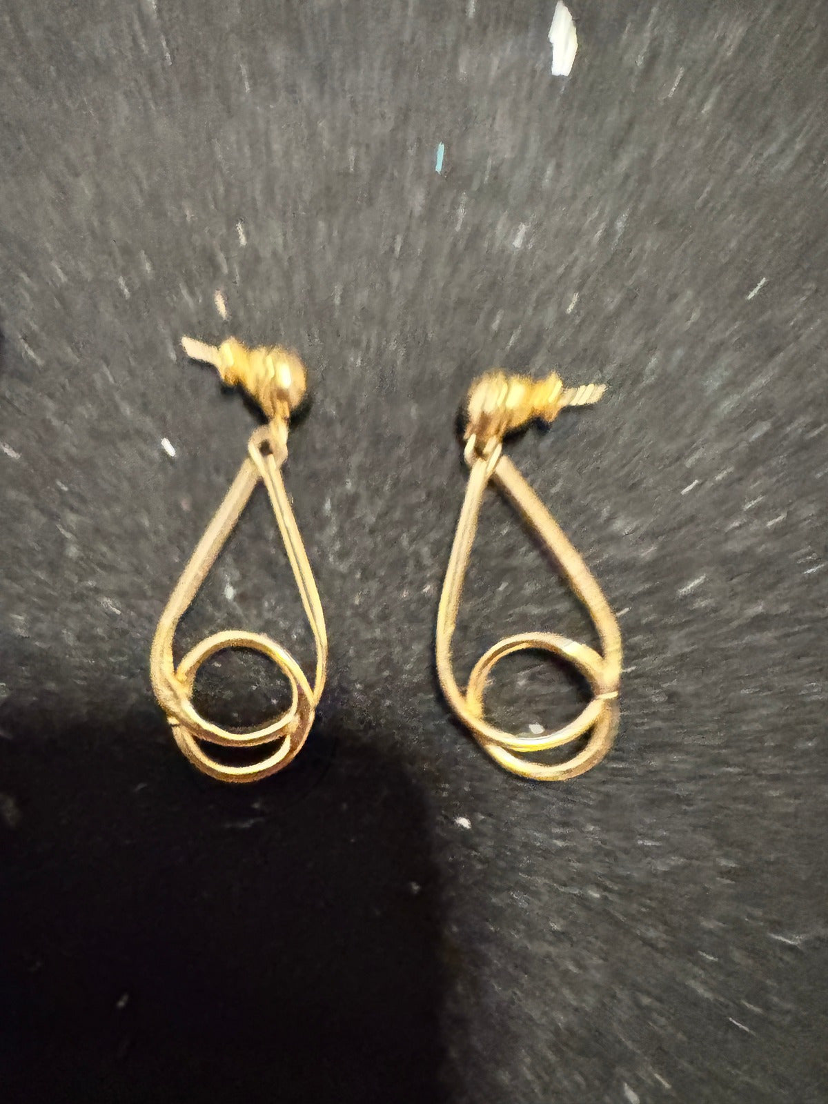 ⚜️ Gold-Tone Drop Earrings | Teardrop Loop Dangle | Pierced 💗 — photo 2