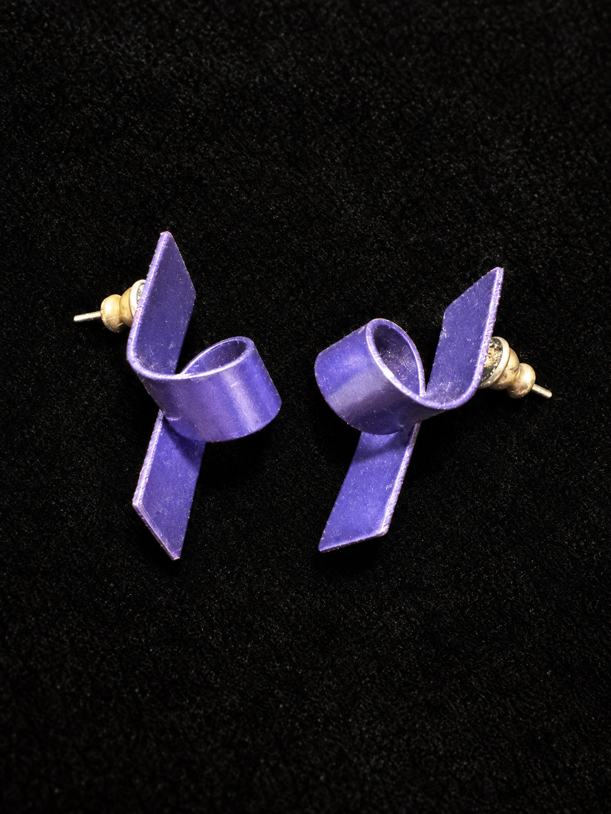 ⚜️ Bow Stud Earrings | Resin Purple Periwinkle | Vintage 80s Statement 💗
