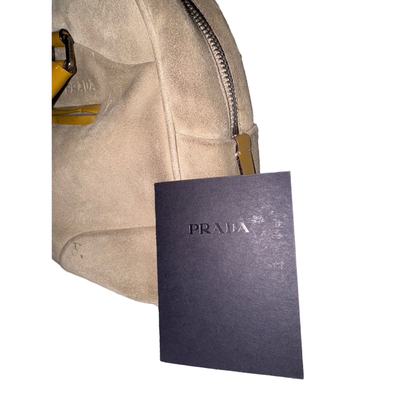 Hipster Prada Suede and Patent Leather Satchel in Beige and Yellow