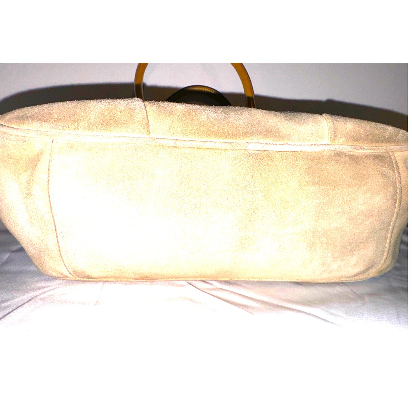 Hipster Prada Suede and Patent Leather Satchel in Beige and Yellow