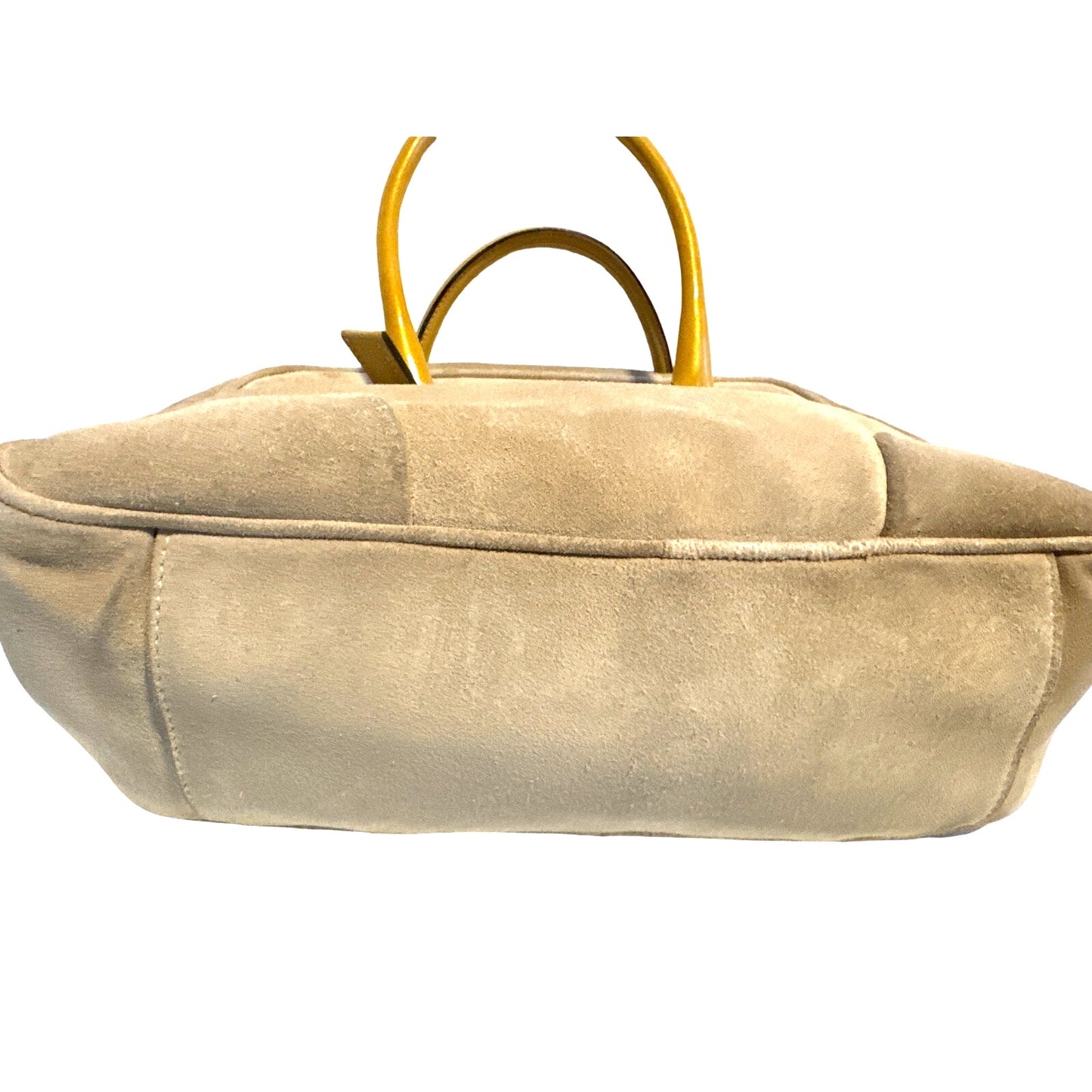 Hipster Prada Suede and Patent Leather Satchel in Beige and Yellow