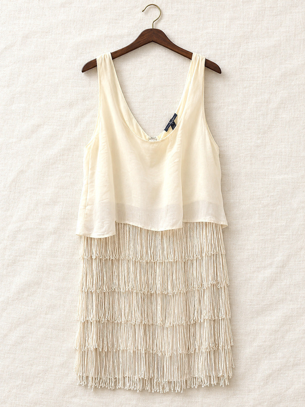 ⚜️ French Connection | Fringe Dress | Sz 6 Cream NWOT 💗