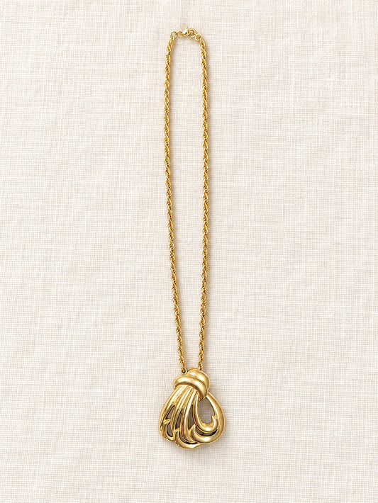 ⚜️ Gold-Tone Knot Pendant | Rope Chain Necklace | Bold 80s Statement 💗