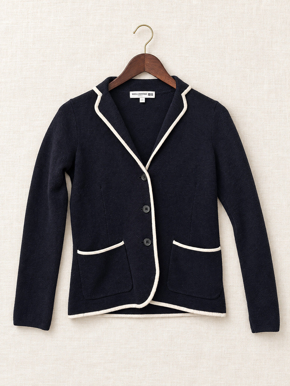⚜️ Ines de la Fressange x UNIQLO | Knit Blazer | Size S Navy + Cream 💗