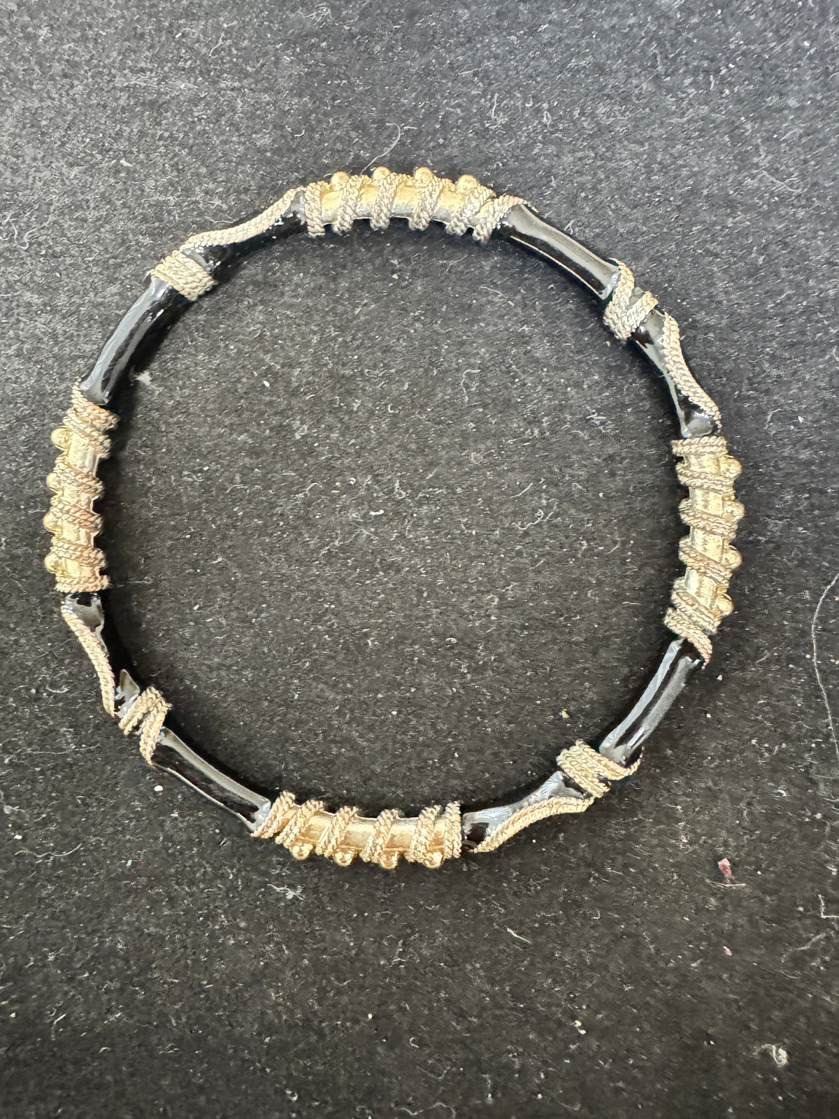 ⚜️ Two-Tone Bangle | Silver & Gold Rope Wrap | Stretch Bracelet 💗 — photo 3