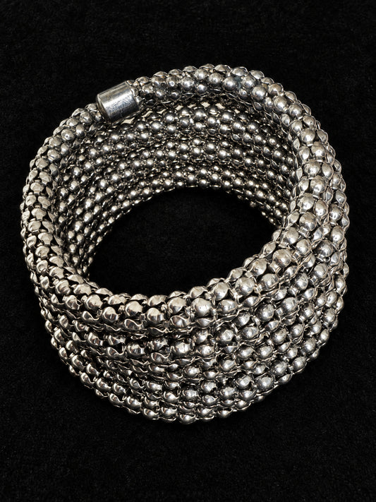 ⚜️ Multi-Strand Bead Bracelet | Wide Cuff Wrap | Gunmetal Silver 💗