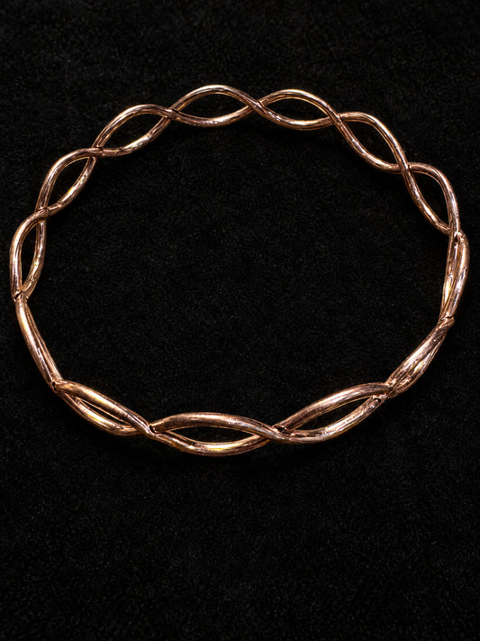 ⚜️ Twisted Infinity Bangle | Rose Gold-Tone Braided Loop | 3 In 💗