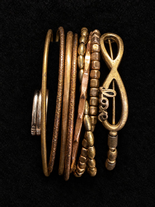 ⚜️ Mixed Metal Bangles | Stacked Bracelet Set | Gold-Tone Infinity 💗