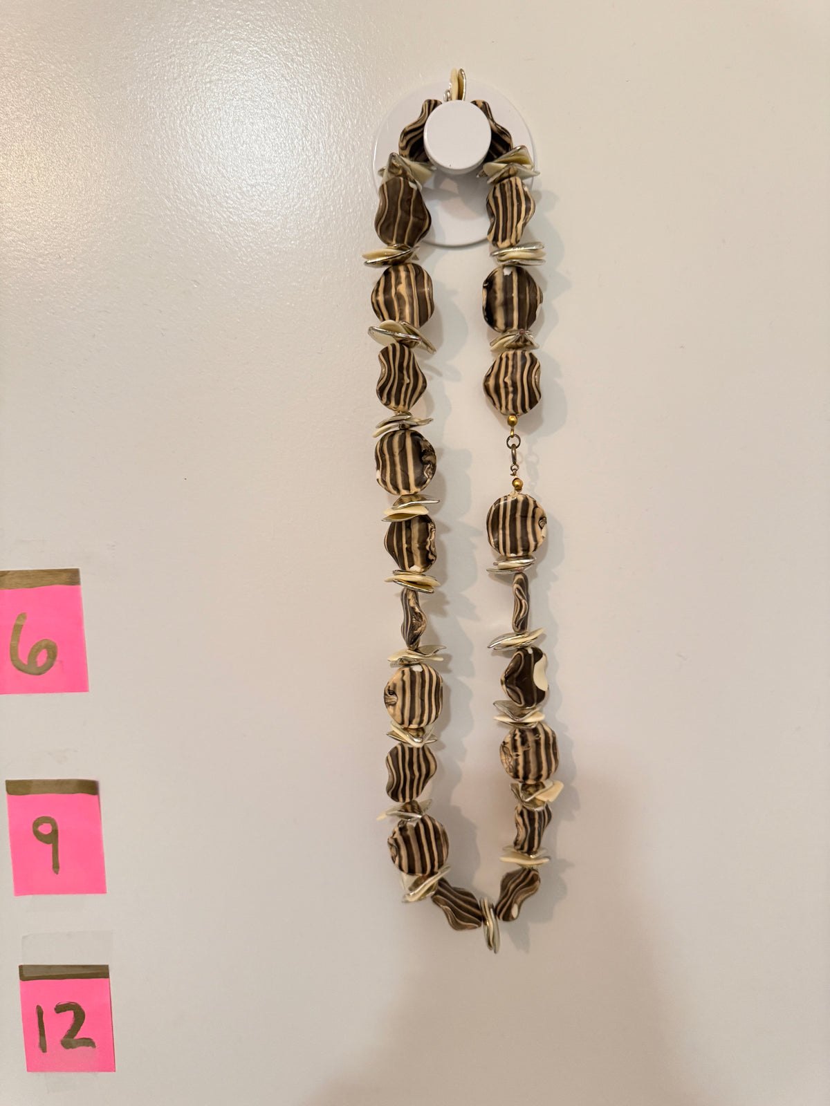⚜️ Striped Resin Bead Necklace | Bold Statement | Brown Black Gold-Tone 💗 — photo 2