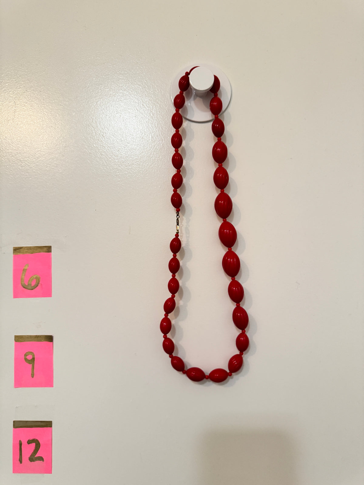 ⚜️ Red Oval Bead Necklace | Vintage-Style Statement | Bold Red 💗 — photo 2