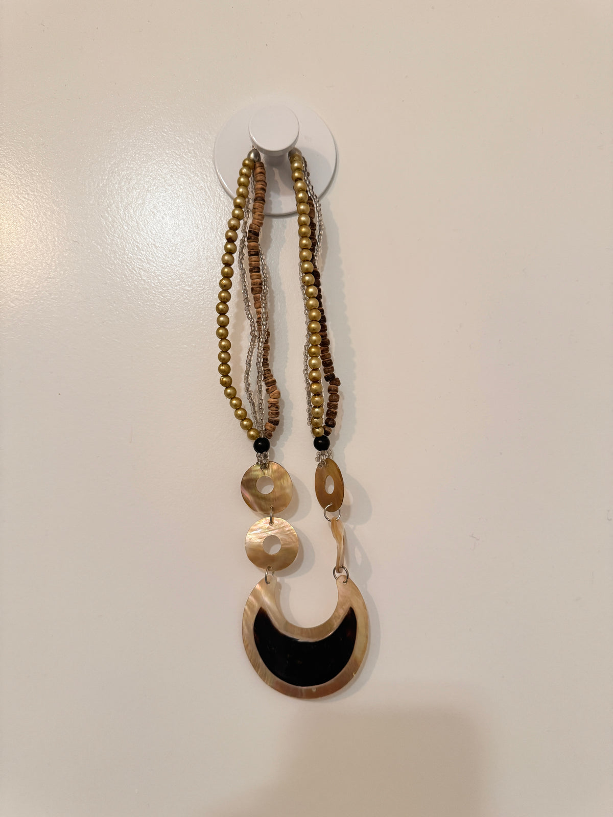 ⚜️ Necklace | Mixed Bead Statement | Gold-Tone/Brown 💗 — photo 2