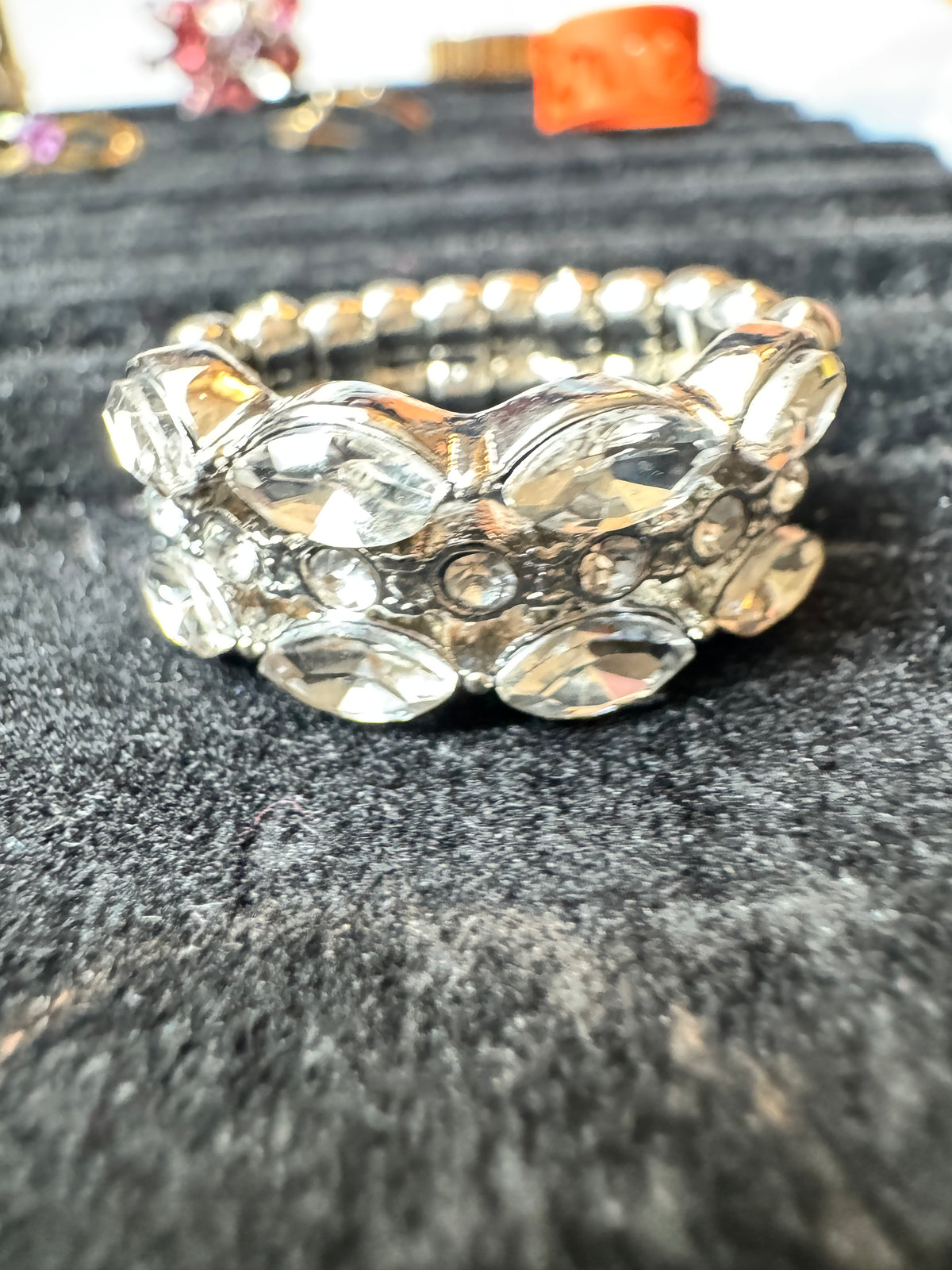 ⚜️ Crystal Stretch Ring | Marquise & Round Stones | Clear Silver-Tone 💗 — photo 3