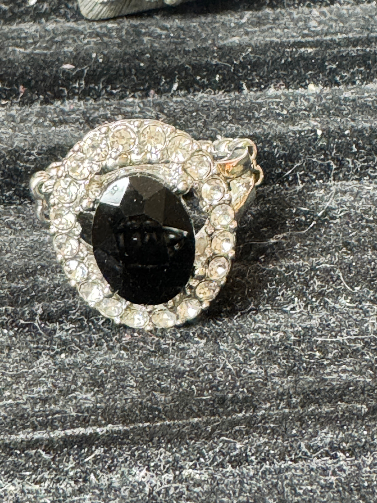 ⚜️ Halo Cocktail Ring | Black Faceted Stone | Silver-Tone Rhinestone 💗 — photo 3