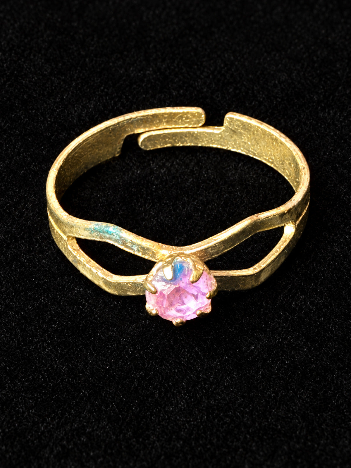 ⚜️ Gold-Tone Ring | Pink Stone Adjustable Band | Dainty 💗