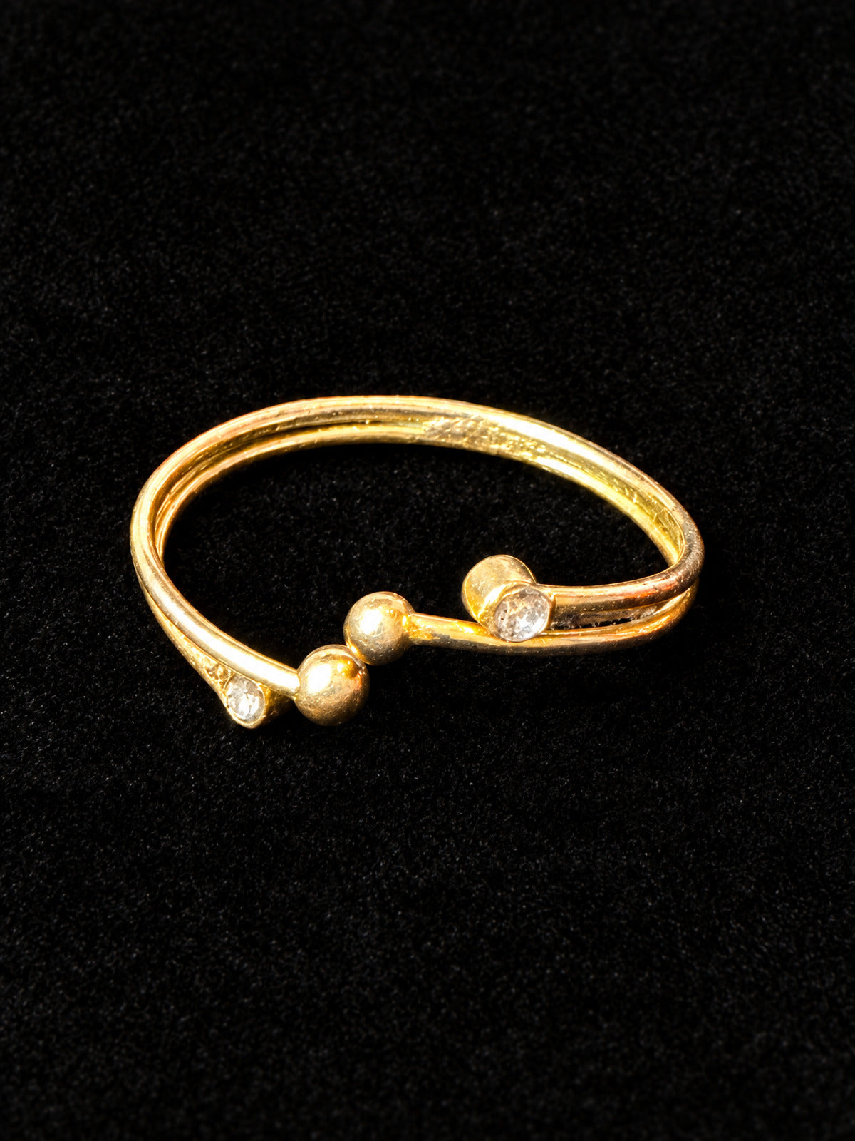 ⚜️ Gold-Tone Adjustable Ring | Dainty Stacked Band | Crystal Accent 💗