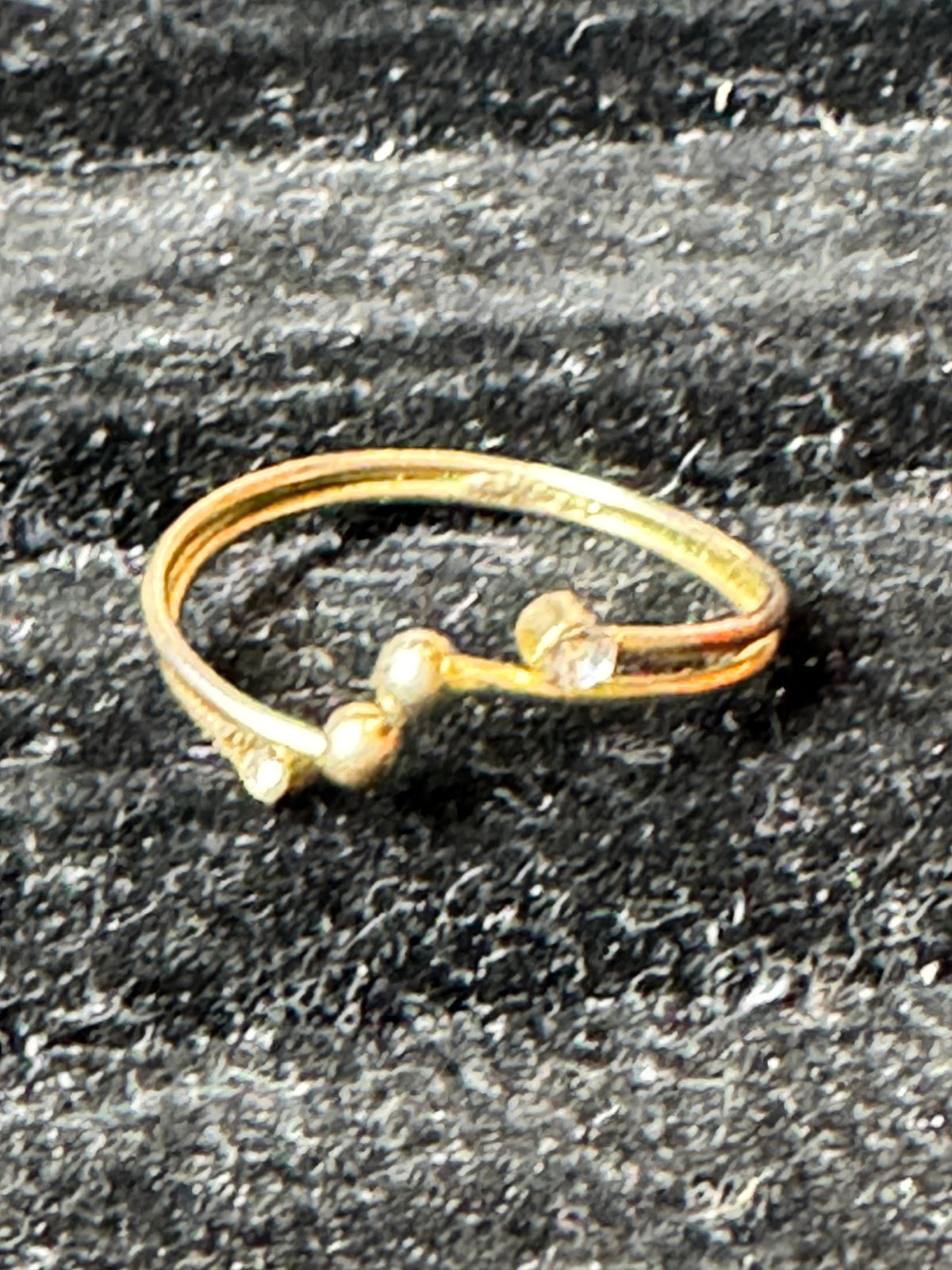 ⚜️ Gold-Tone Adjustable Ring | Dainty Stacked Band | Crystal Accent 💗 — photo 3