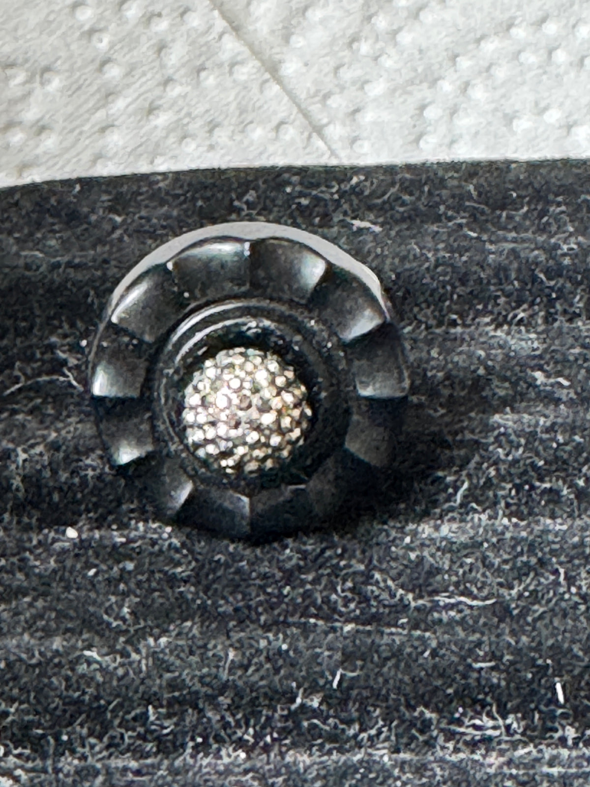 ⚜️ Adjustable Ring | Pavé Center Geometric Band | Gunmetal Black 💗 — photo 3