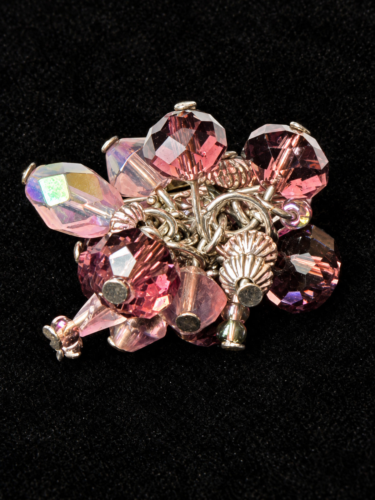 ⚜️ Stretch Crystal Cluster Ring | Beaded Cocktail | Pink Rose Mauve 💗