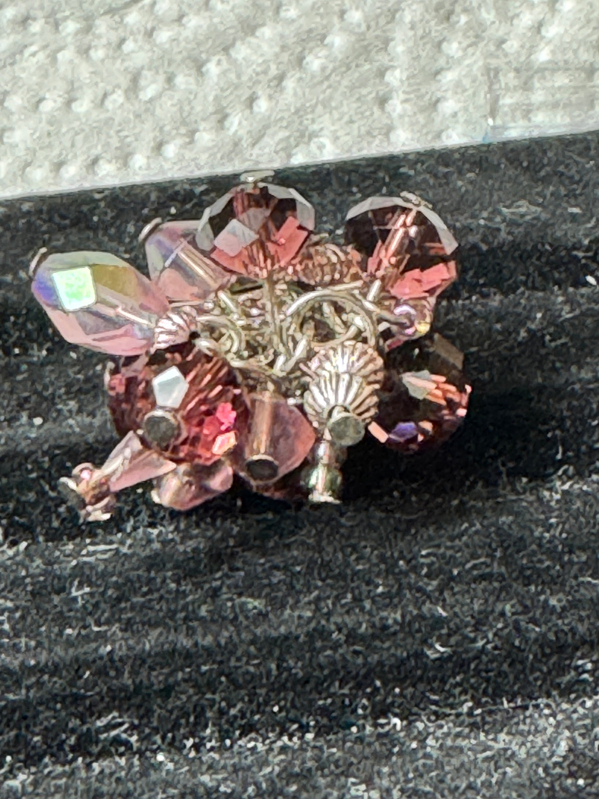 ⚜️ Stretch Crystal Cluster Ring | Beaded Cocktail | Pink Rose Mauve 💗 — photo 3