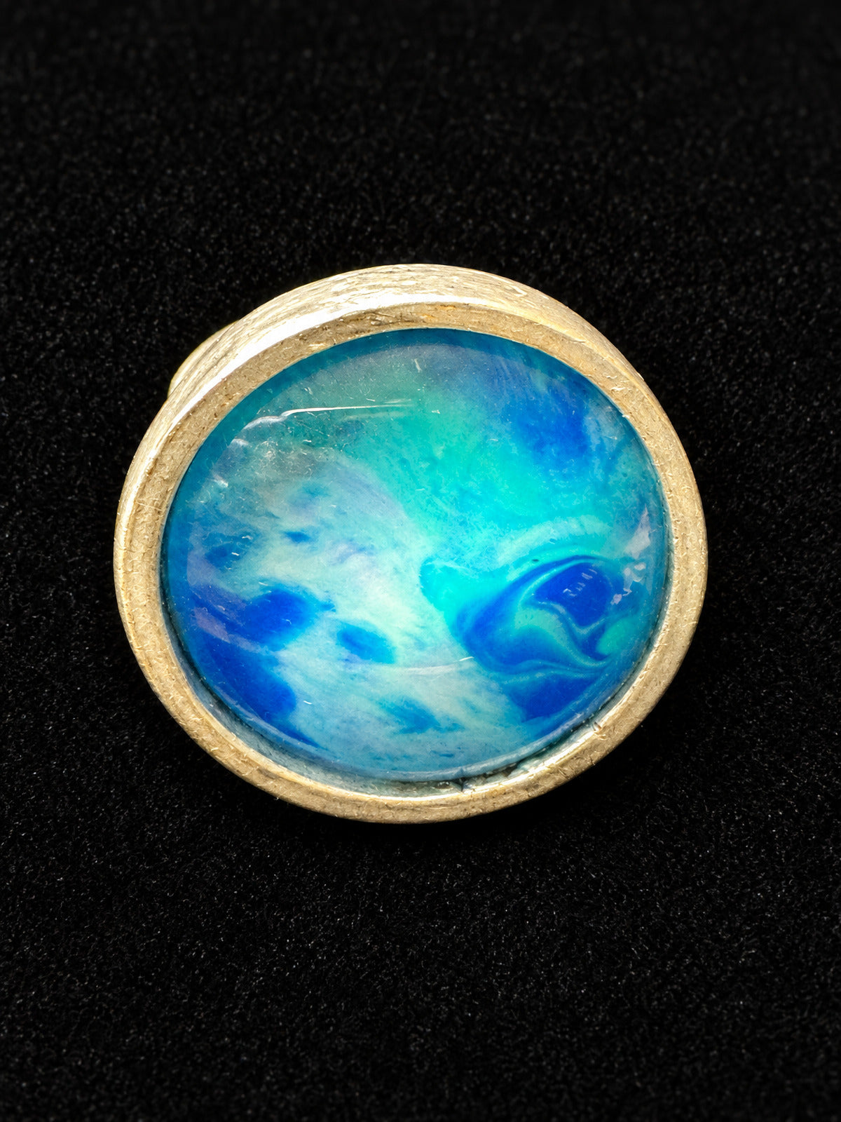 ⚜️ Stretch Cocktail Ring | Ocean Swirl Cabochon | Blue Teal Resin 💗