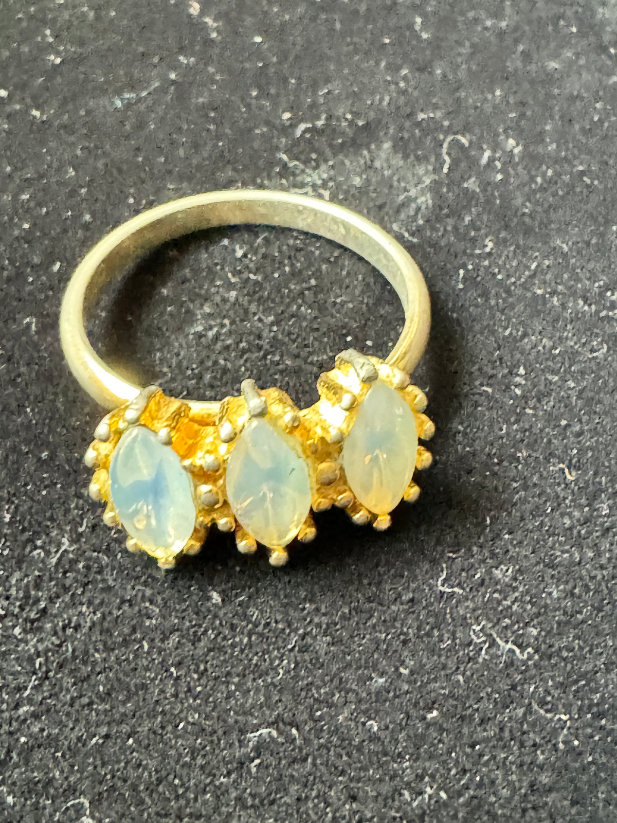 ⚜️ Triple Marquise Ring | Opalite Stones | Gold-Tone Granulation Band 💗 — photo 3