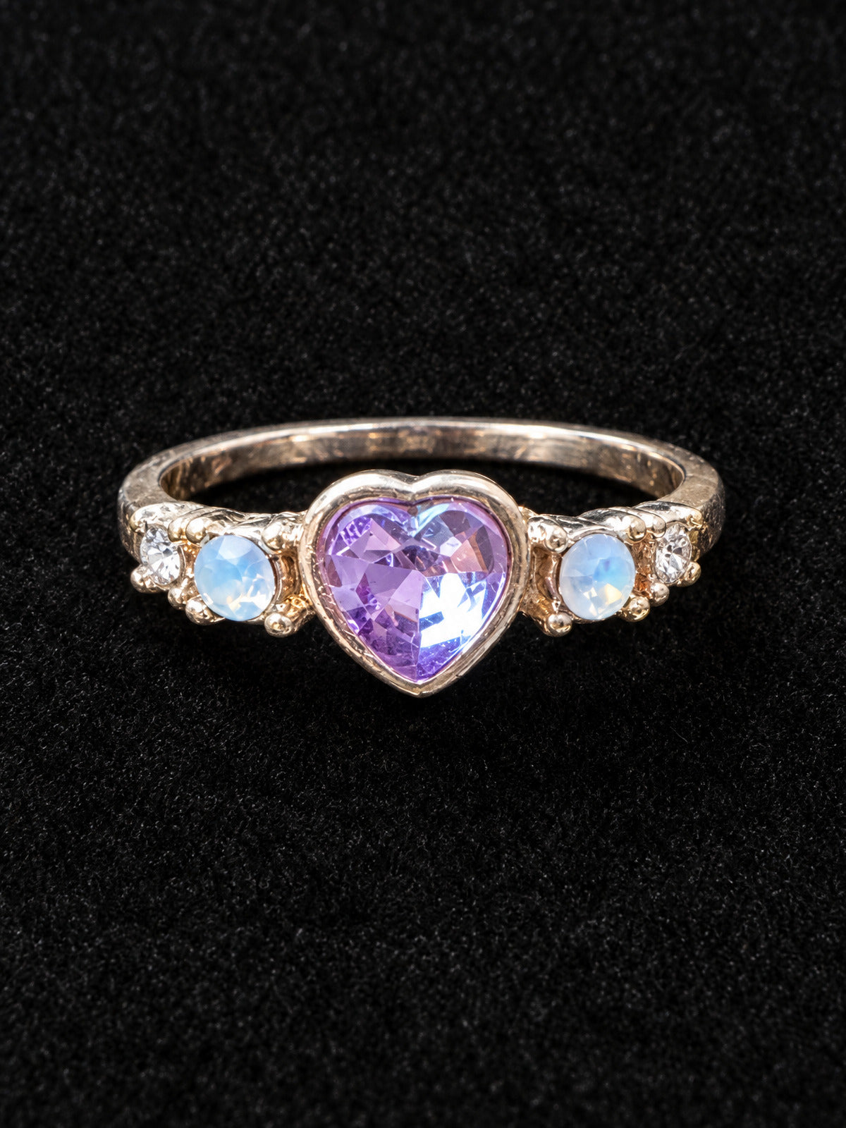 ⚜️ Heart Ring | Purple Stone & Opalite | Size 9 Silver-Tone 💗