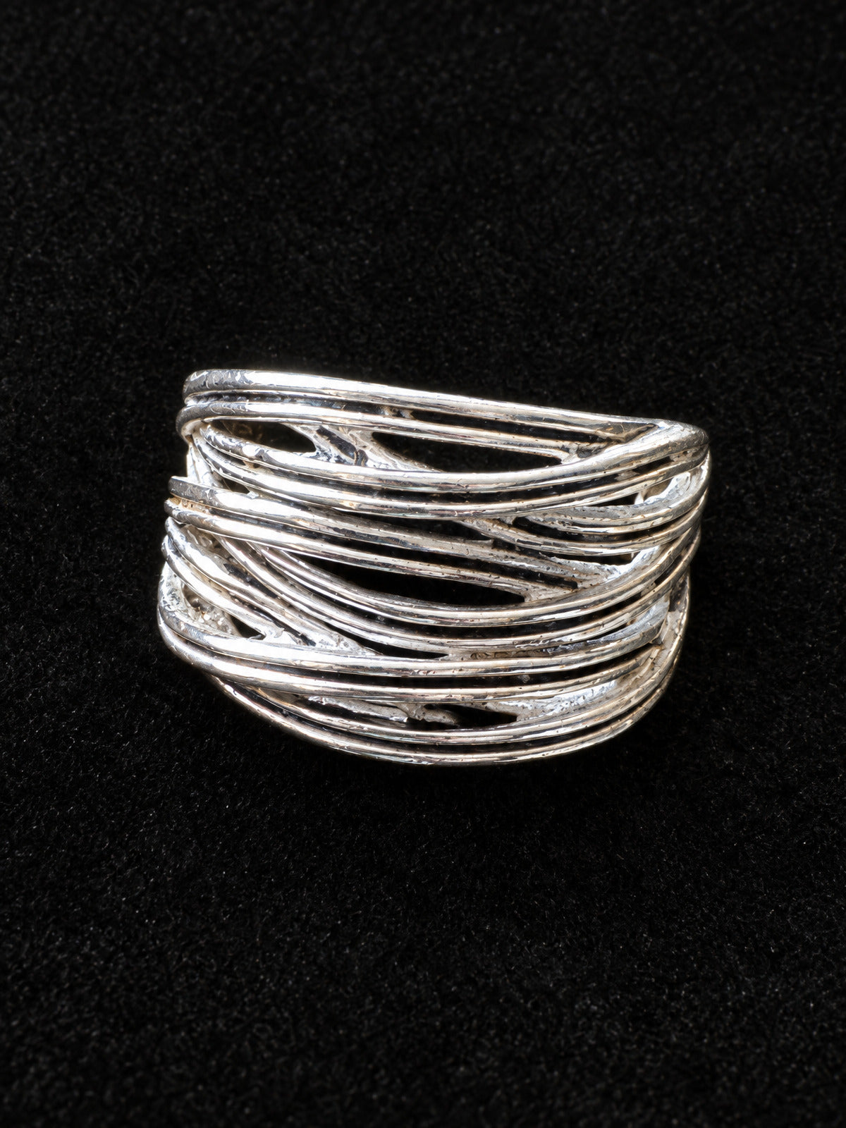 ⚜️ Wire-Wrap Band Ring | Lattice Woven Silver-Tone | Size 9 💗
