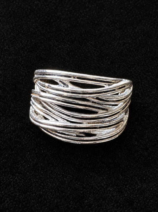 ⚜️ Wire-Wrap Band Ring | Lattice Woven Silver-Tone | Size 9 💗