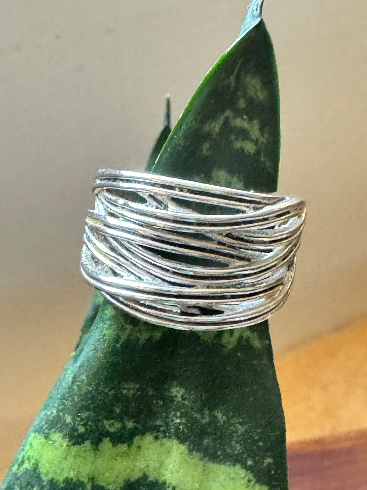 ⚜️ Wire-Wrap Band Ring | Lattice Woven Silver-Tone | Size 9 💗 — photo 3