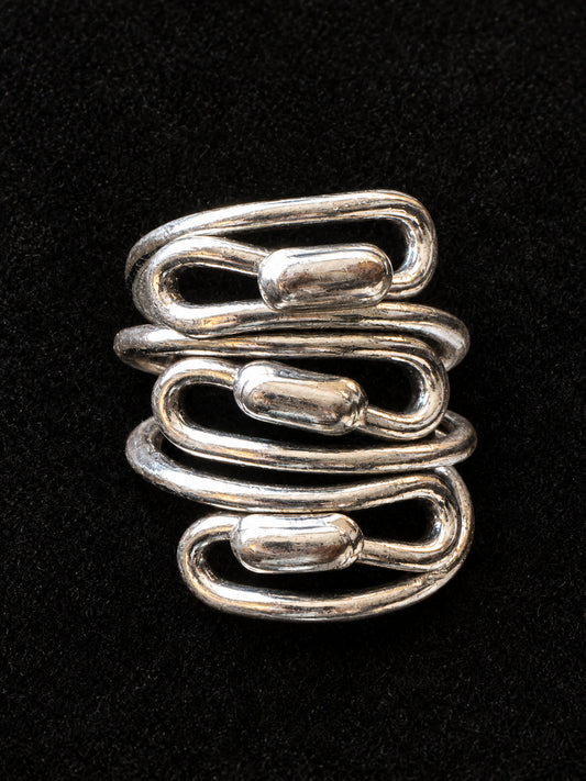 ⚜️ Coil Safety Pin Link Ring | Bold Statement | Size 9 Silver-Tone 💗