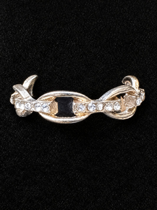 ⚜️ Vintage-Style Ring | Crystal & Black Stone | Size 9 💗