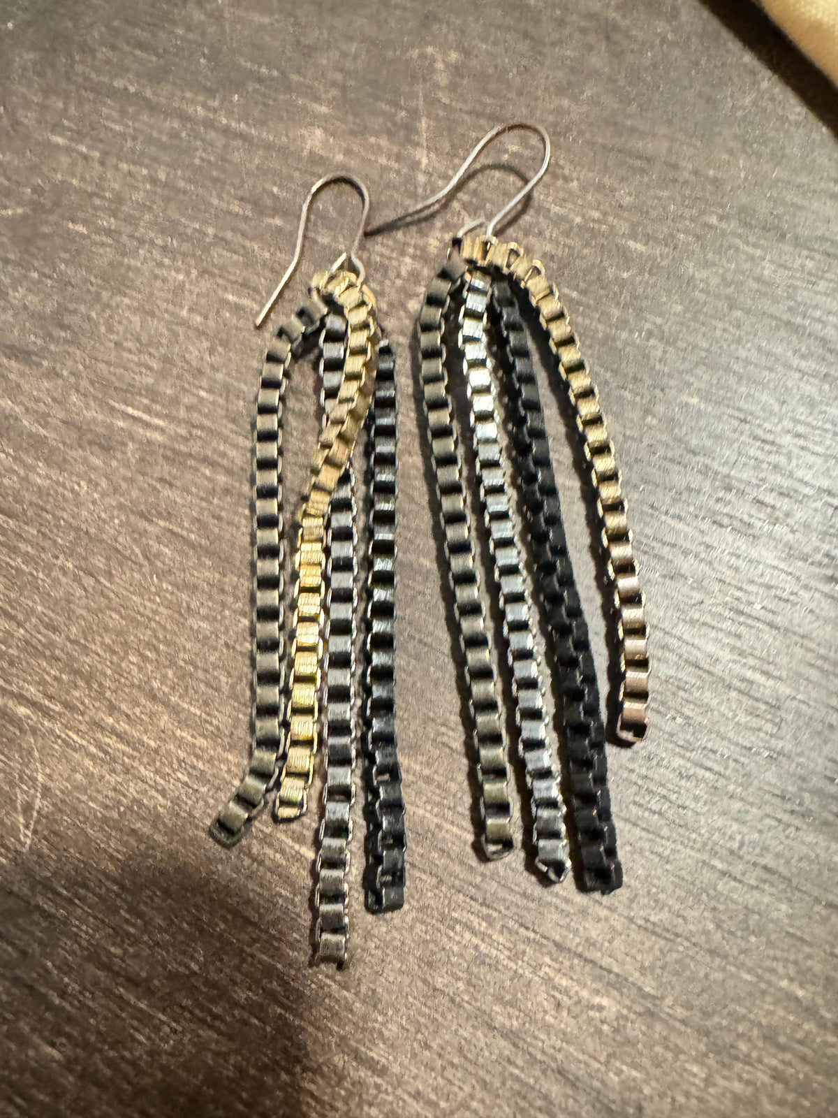 ⚜️ Multi-Strand Box Chain Tassel Earrings | Mixed Metal | French Wire 💗 — photo 3