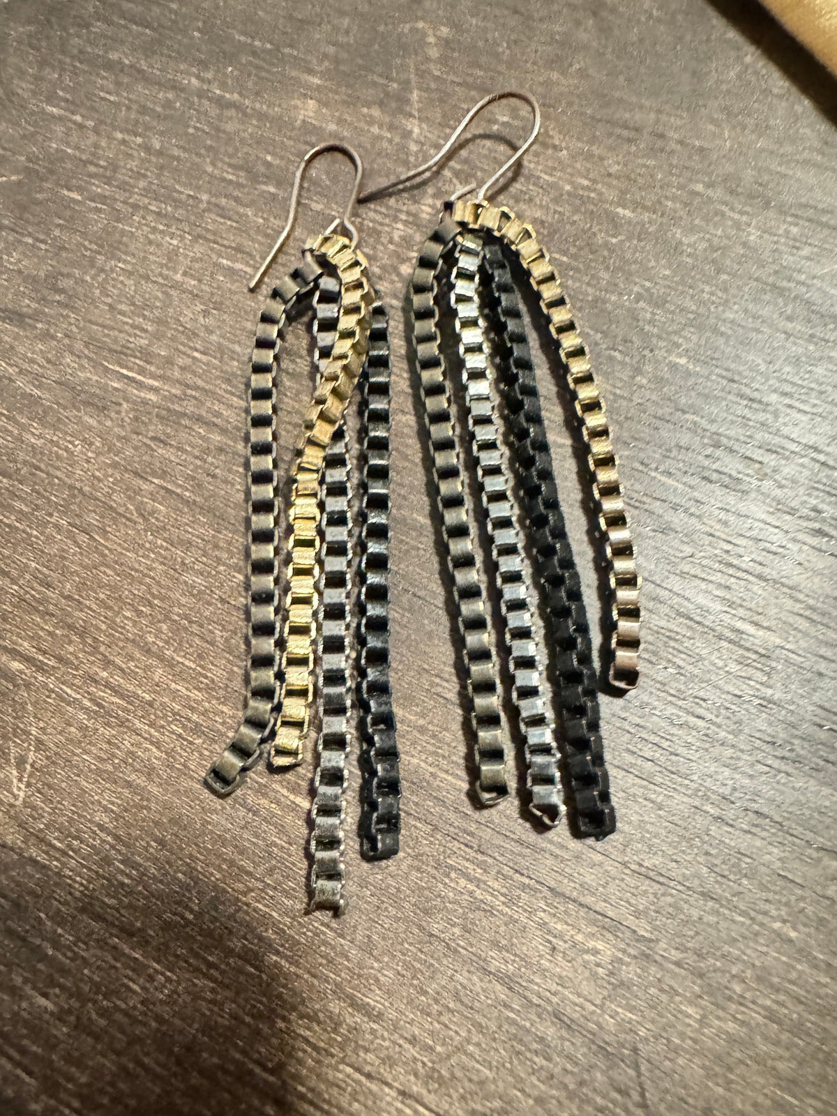 ⚜️ Multi-Strand Box Chain Tassel Earrings | Mixed Metal | French Wire 💗 — photo 2